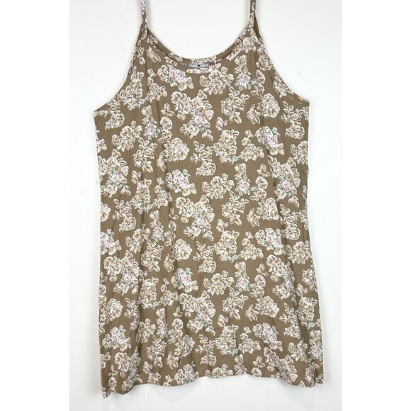 Vintage Y2K 1990s 2000s Jonathan Martin Brown Floral Minidress Dress, Large - Picture 3 of 10